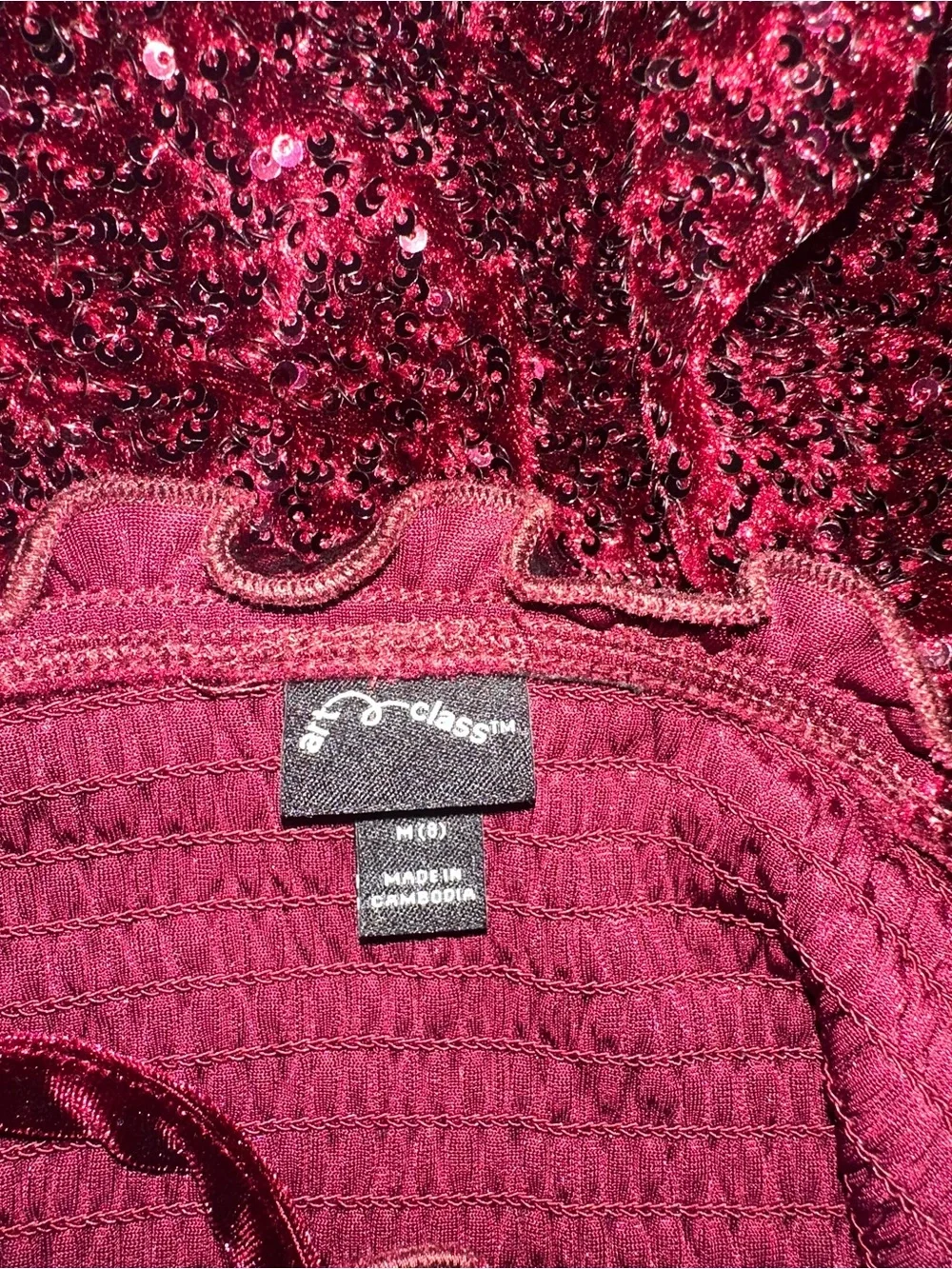 art class Burgundy Sequin Smocked Tank Dress